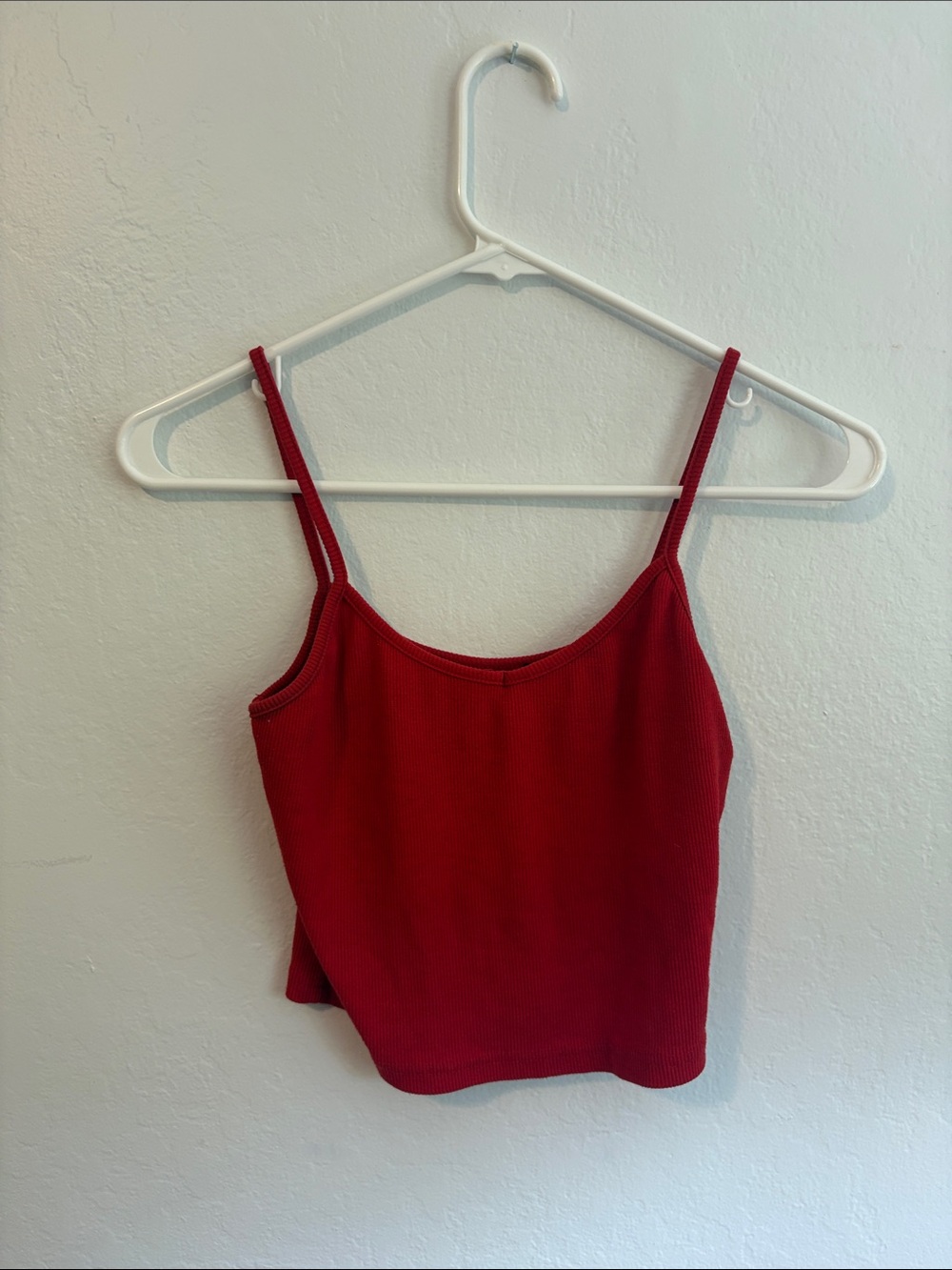 Red Ribbed Cami Tank Top - Women